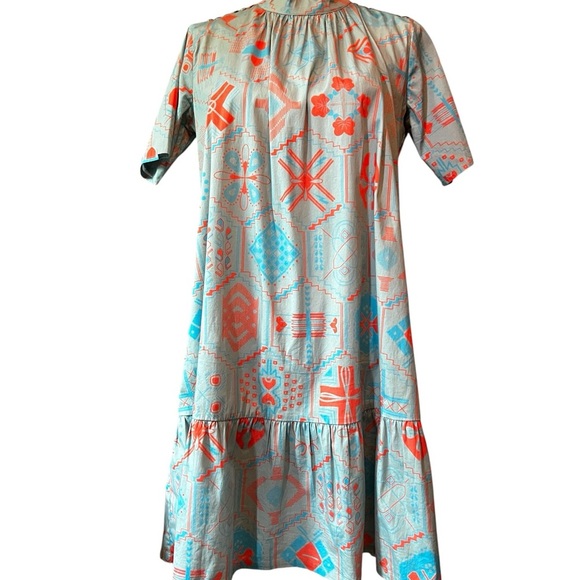 Sheridan French Patterned Gray and Orange Red Women's Casual Dress Size XS - Picture 6 of 13